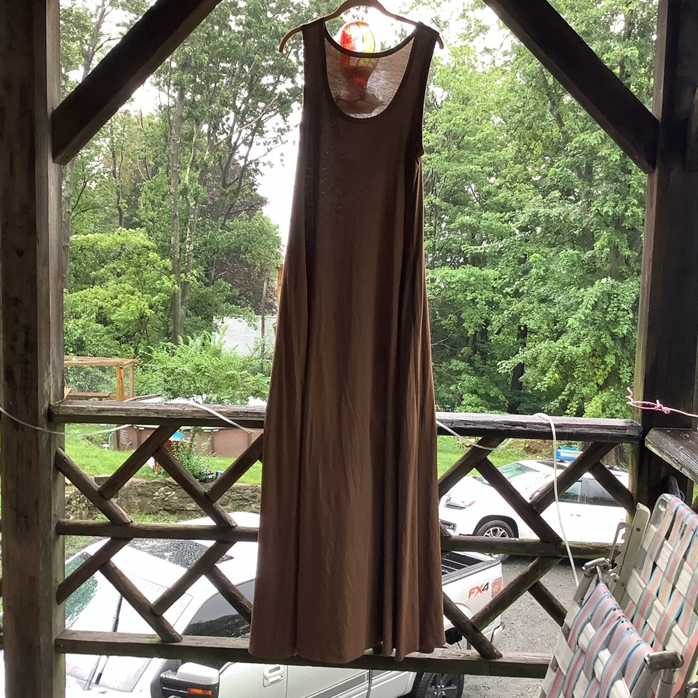 NWOT soft surrounding brown Maxi dress w pockets brown tall full length long - Picture 1 of 10